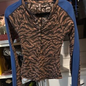 Free people  Zebra Print Long Sleeve Top